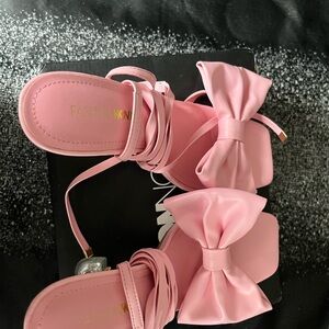 Fashion Nova Blush Pink Bow Sandals